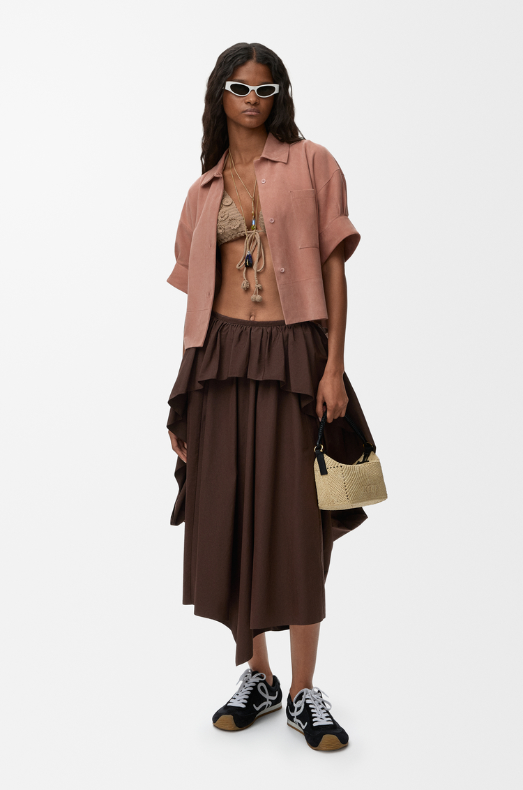 LOEWE Skirt in cotton Chocolate Brown