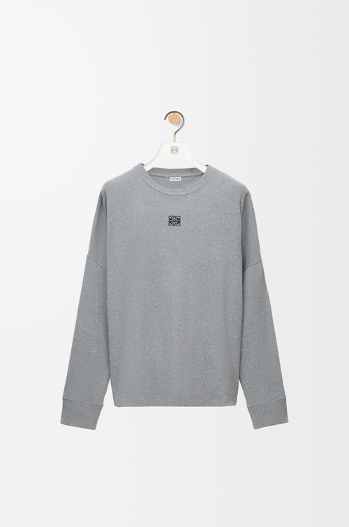 LOEWE T-shirt oversize à manches longues en coton Gris Chiné