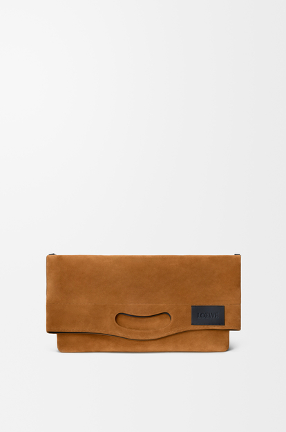 LOEWE Bob folded tote in suede Tobacco