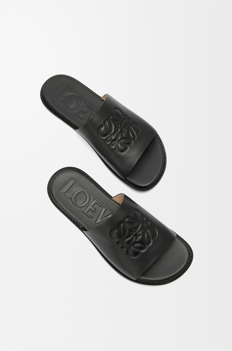 LOEWE Sandalia Flex Anagram en piel de ternera suave Negro