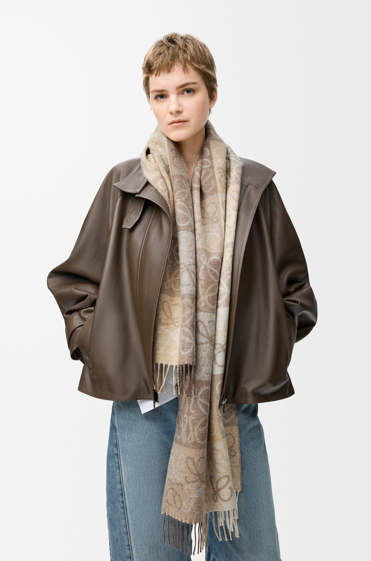 LOEWE Sciarpa in lana e cashmere Bianco/Beige