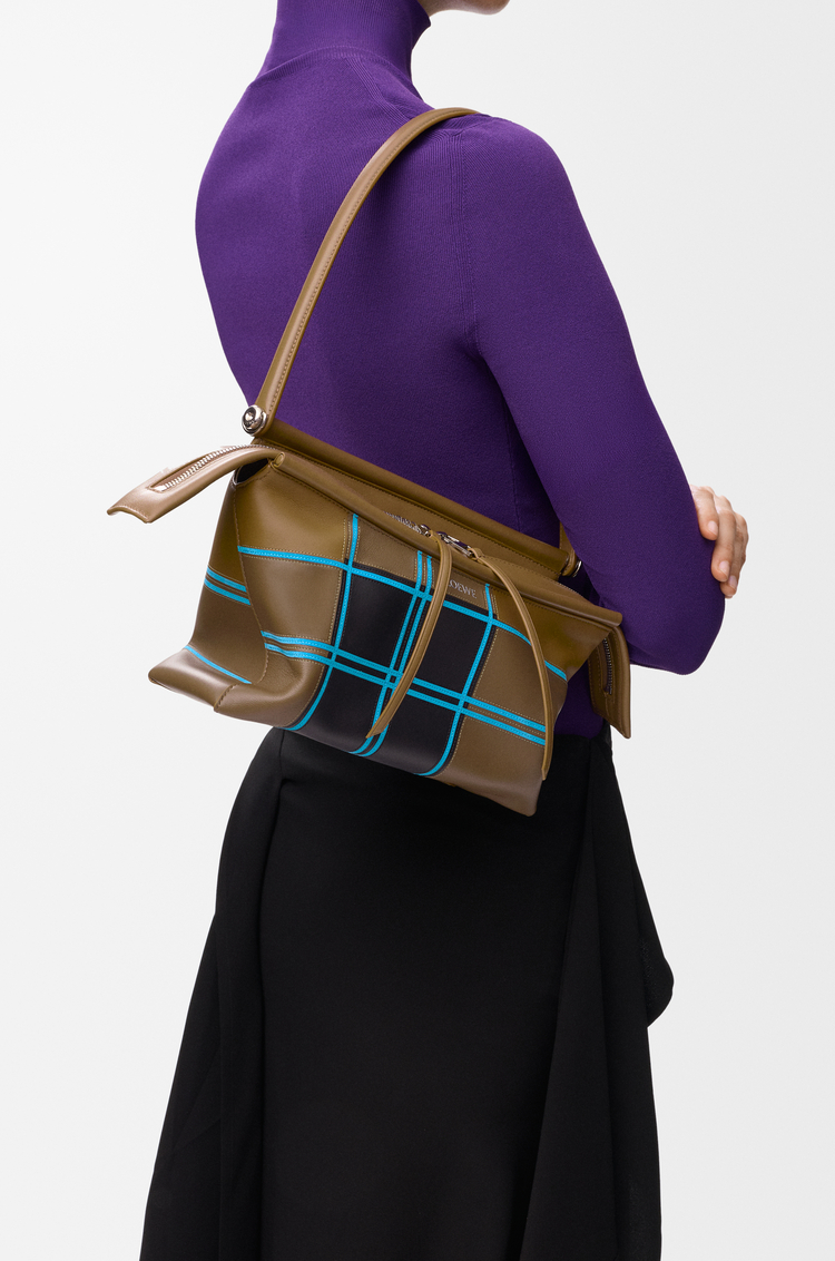 LOEWE Small Whisker bag in check intarsio Brownish Green/Multicolor