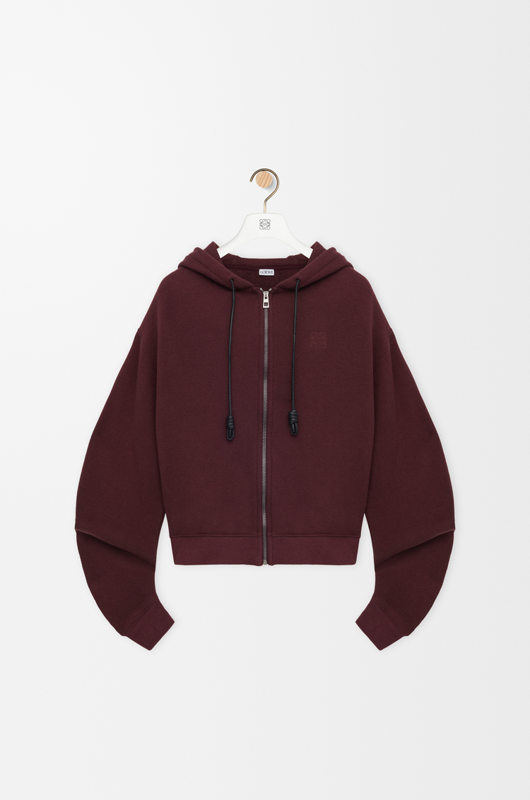 LOEWE Sweatshirt à capuche Flamenco en coton et cachemire Bordeaux Foncé