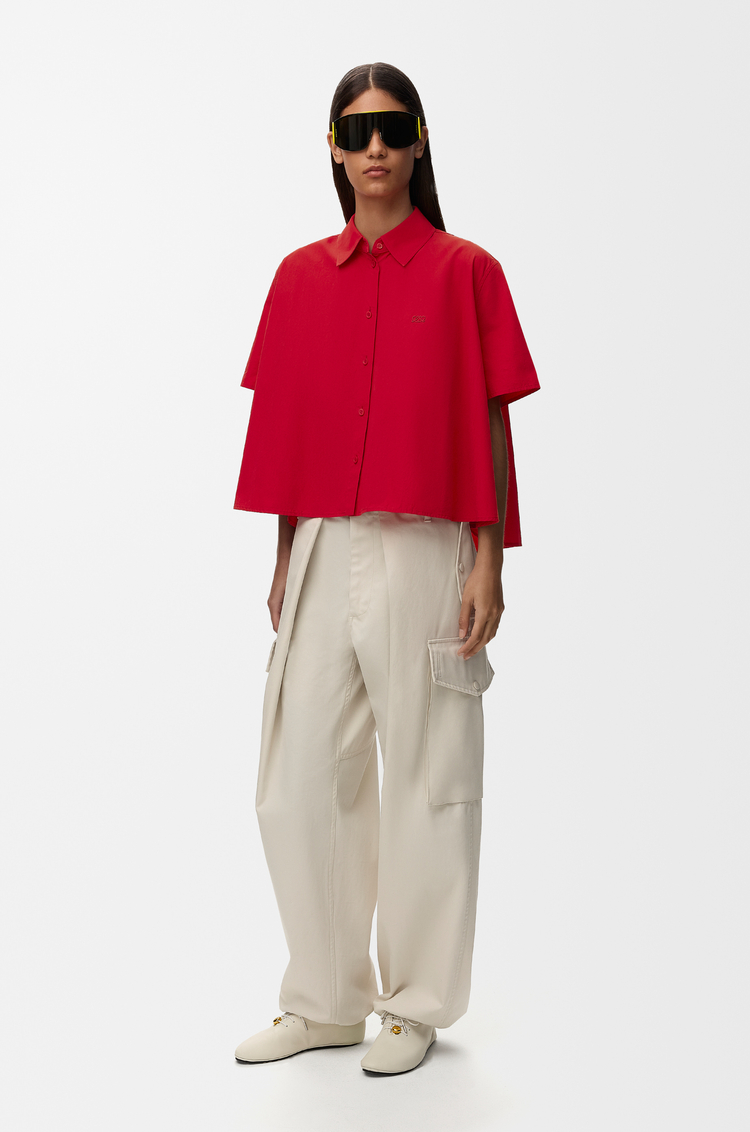 LOEWE Camisa trapecio de manga corta en algodón Rojo