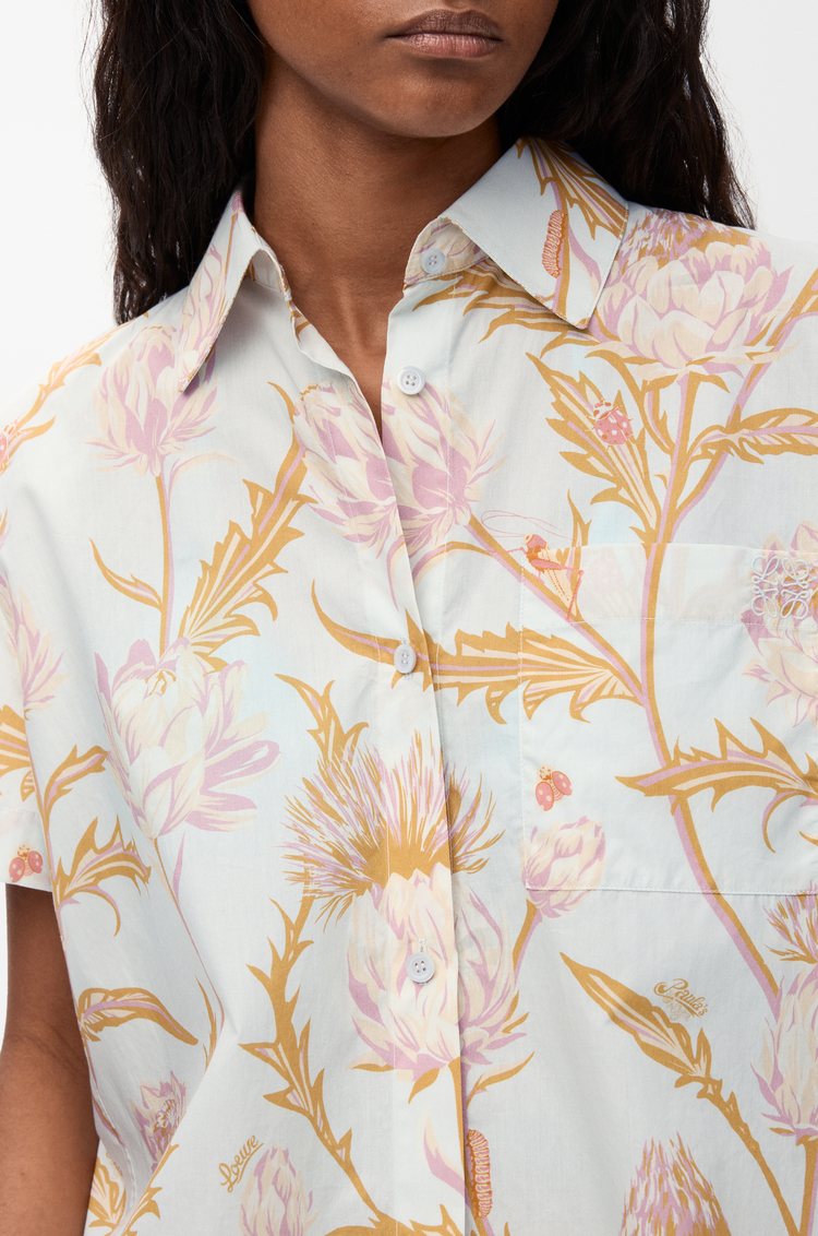 LOEWE Camisa de manga corta en algodón Azul Claro/Multicolor