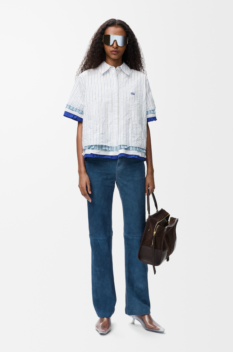 LOEWE Short sleeve shirt in technical cotton White/Multicolor