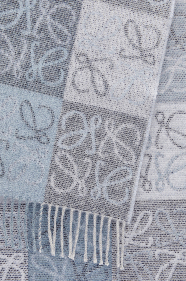 LOEWE Sciarpa in lana e cashmere Blu/Bianco