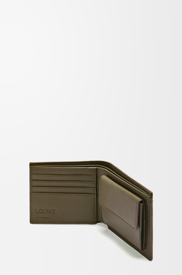 LOEWE Bifold coin wallet in textured classic calfskin Dark Khaki