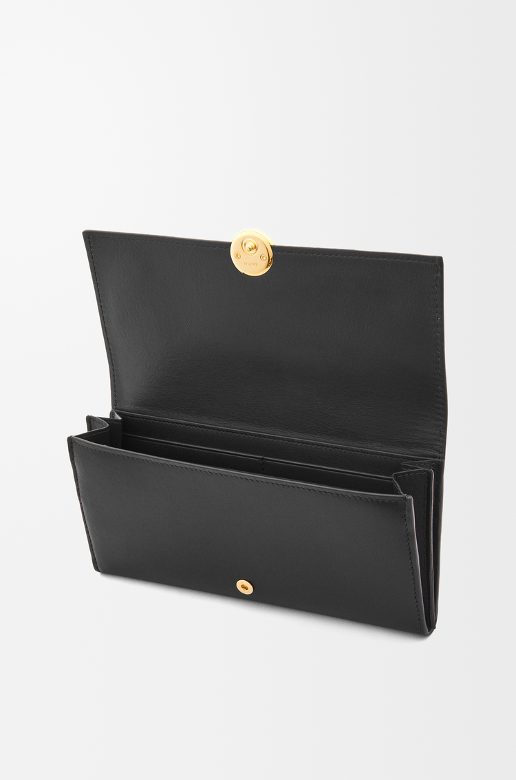 LOEWE Cartera continental Pebble en piel napa de ternera brillante Negro