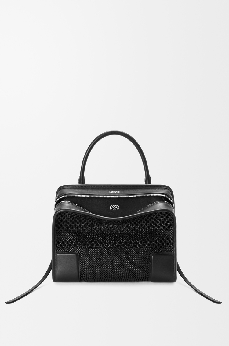 LOEWE 미디엄 아마조나 180 백 - 우븐 카프스킨 블랙
