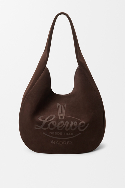 LOEWE Roomy hobo in suede calfskin Dark Brown