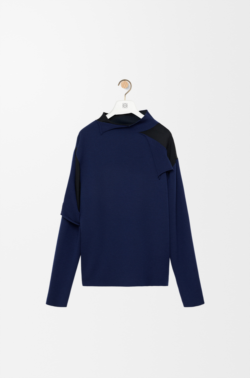 LOEWE Pullover aus Wolle Marineblau/Schwarz