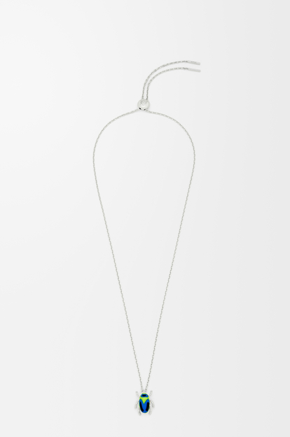 LOEWE Scarabeo necklace in sterling silver, enamel and crystal  Silver/Blue