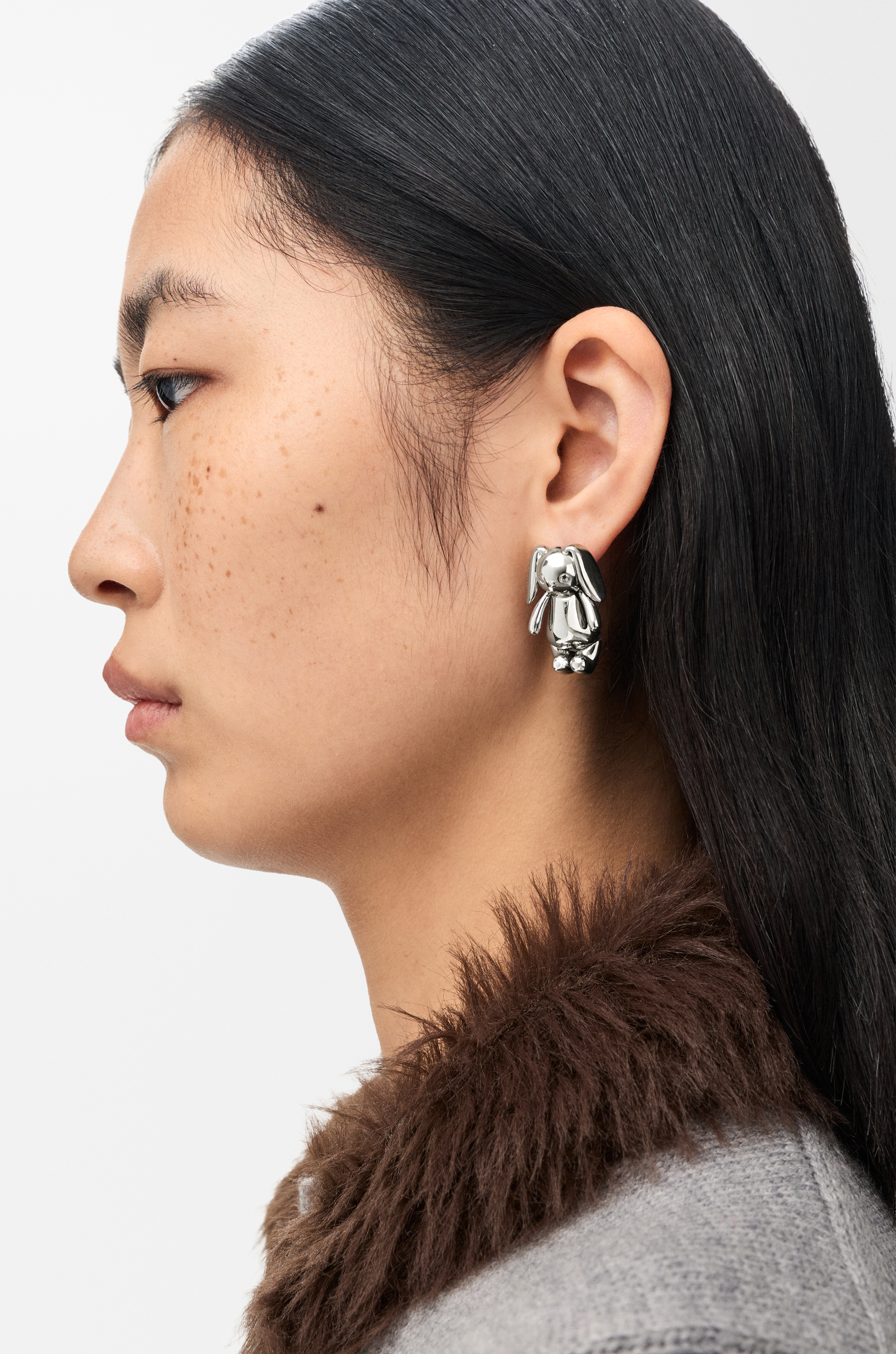 LOEWE Bunny earrings in brass Silver