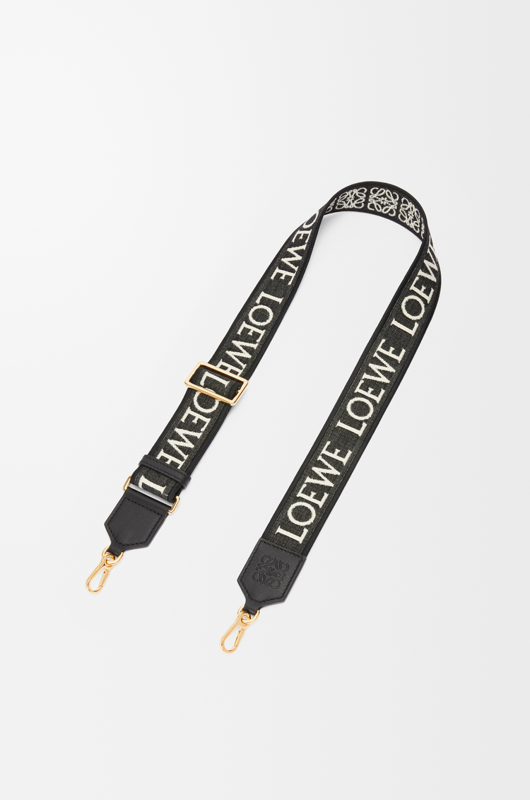LOEWE Anagram strap in jacquard and calfskin Black/Gold