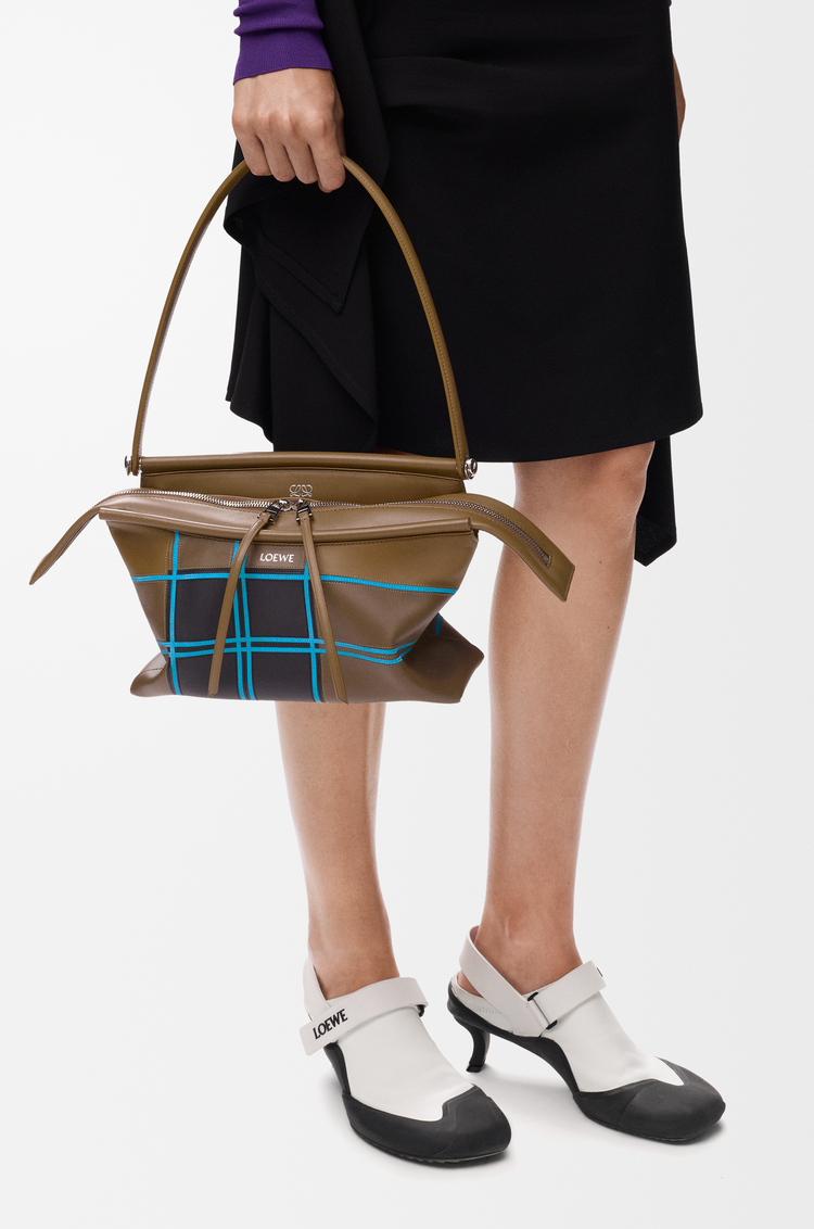 LOEWE Small Whisker bag in check intarsio Brownish Green/Multicolor