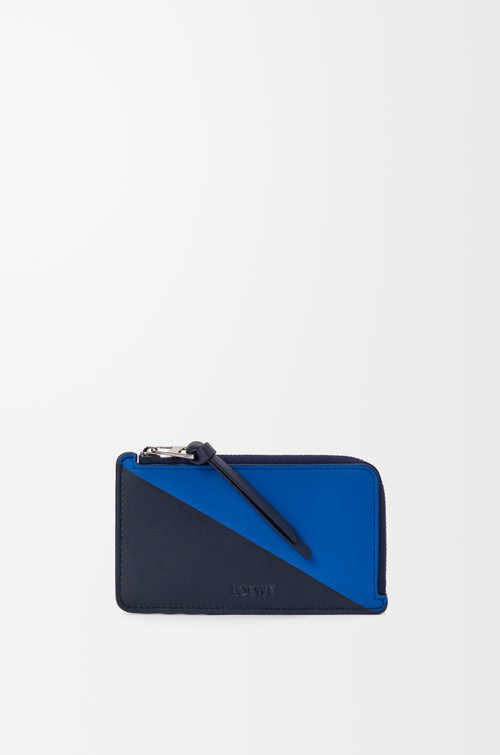 LOEWE Tarjetero-monedero Flag en piel de ternera clásica Azul Marino Oscuro/Azur Real