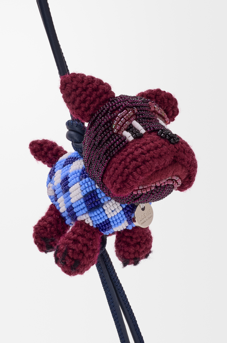 LOEWE Bulldog charm in beads and felt Multicolor