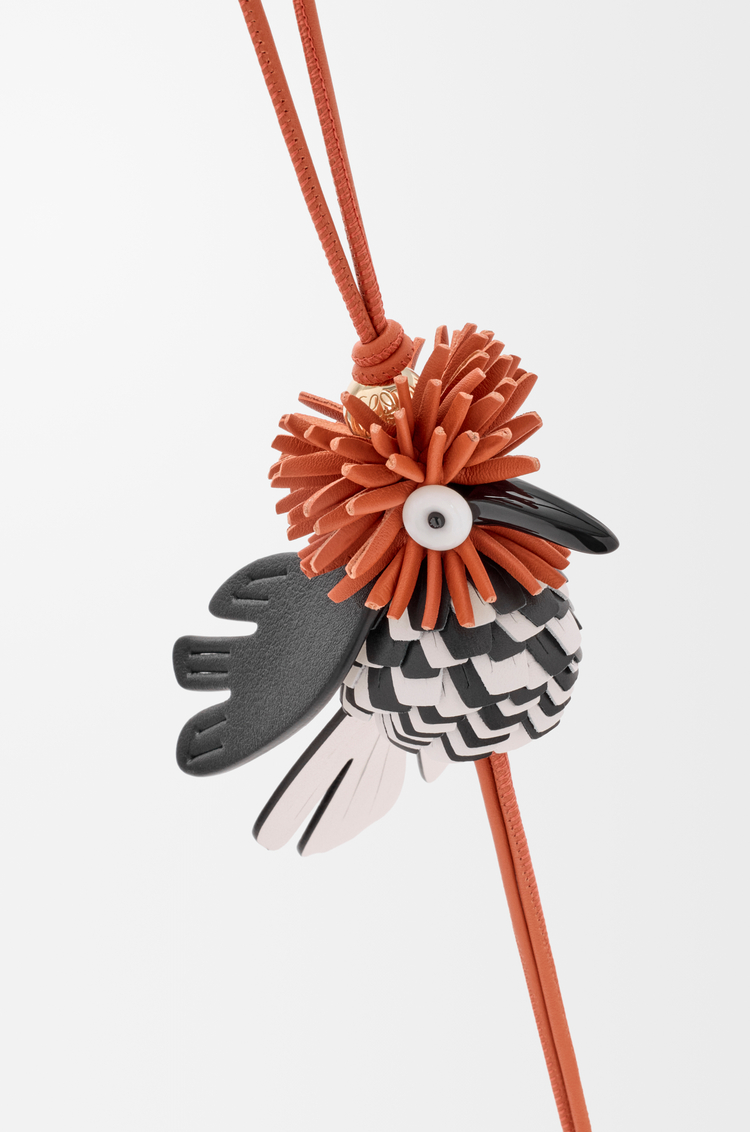 LOEWE Wiedehopf-Anhänger aus klassischem Kalbsleder Orange/Black