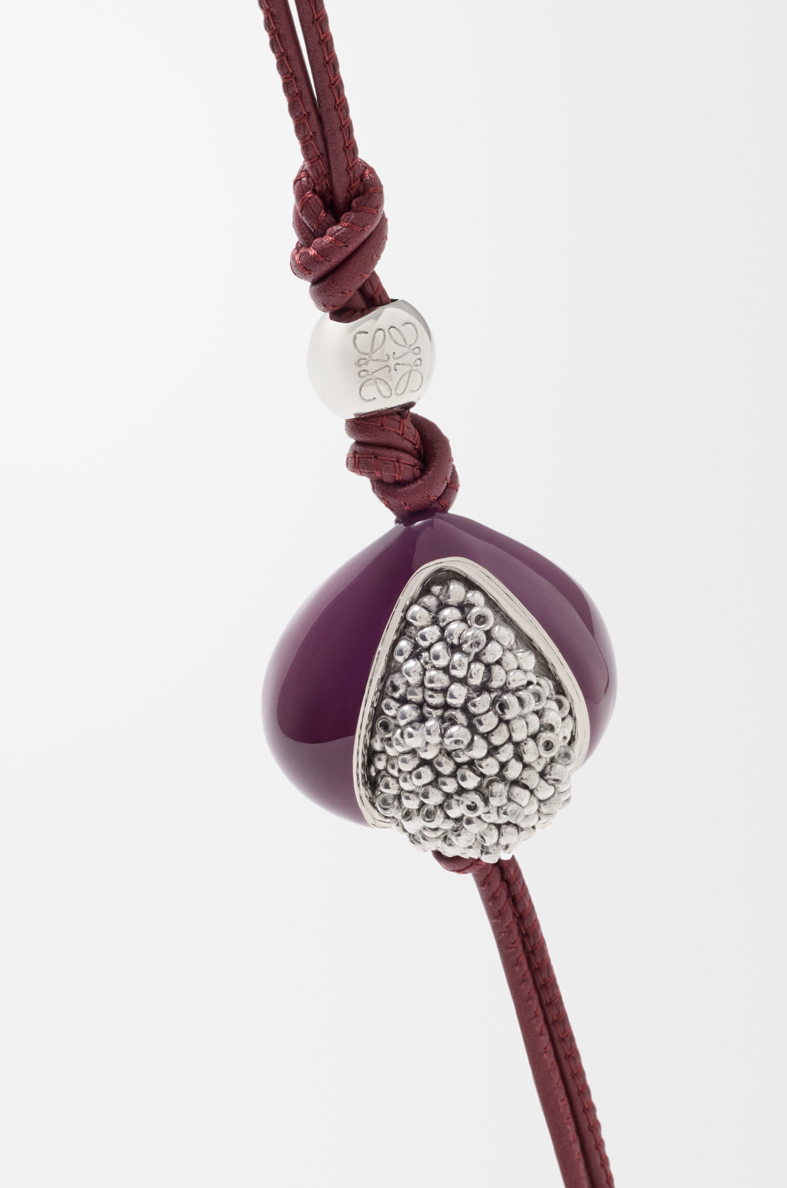 LOEWE Beaded fig charm Purple/Silver