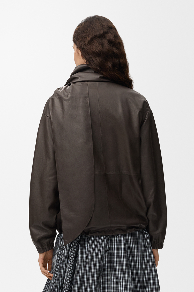 LOEWE Scarf Jacke aus Nappa-Kalbsleder Dunkelbraun