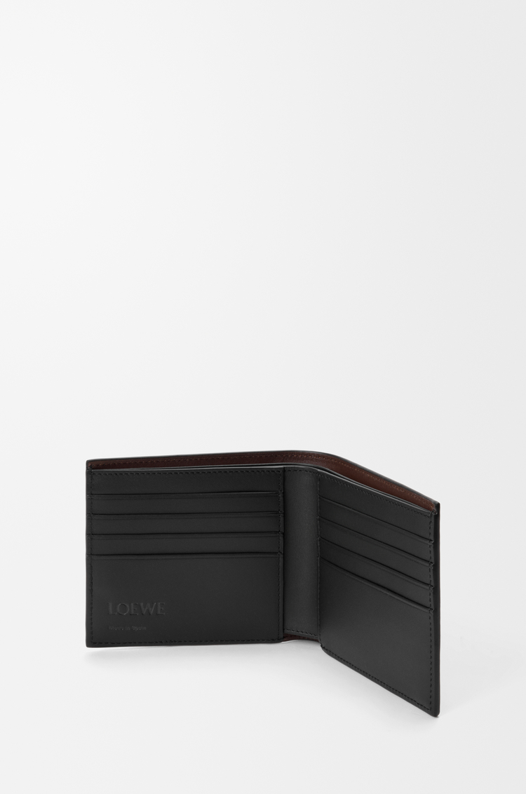 LOEWE Switch bifold wallet in supple grained calfskin and suede Black/Espresso