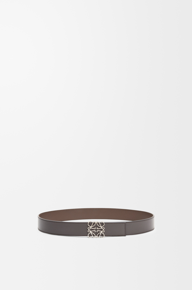 LOEWE Cinturón reversible Anagram en piel de ternera lisa Gris Oscuro/Paladio