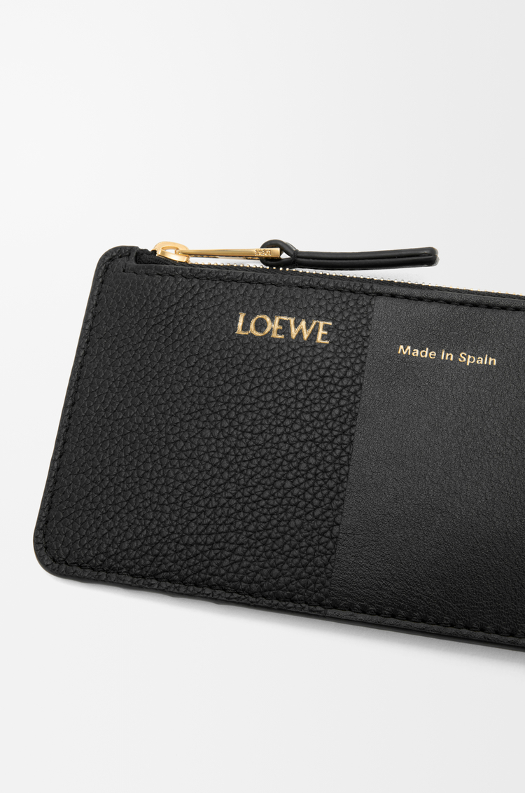 LOEWE Kartenetui mit Münzfach aus weichem und genarbtem Kalbsleder Schwarz