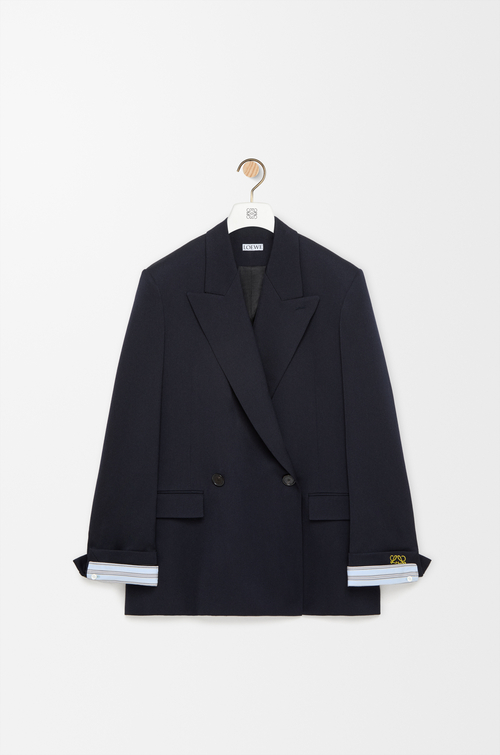 LOEWE Veste croisée en laine mélangée Bleu Marine Foncé