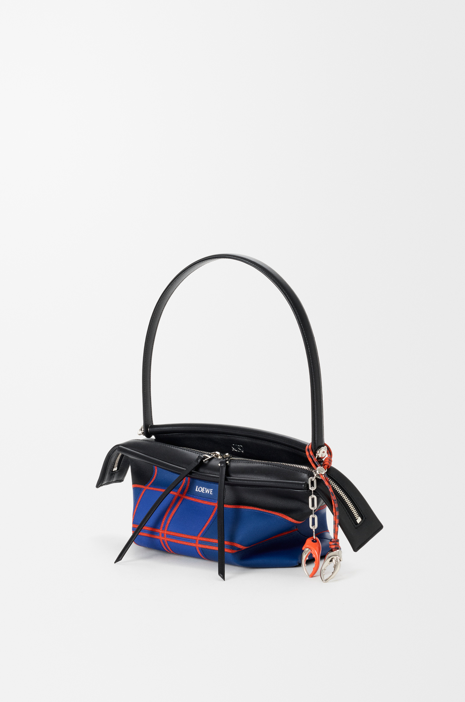 LOEWE Claw chain charm in leather Silver/Orange