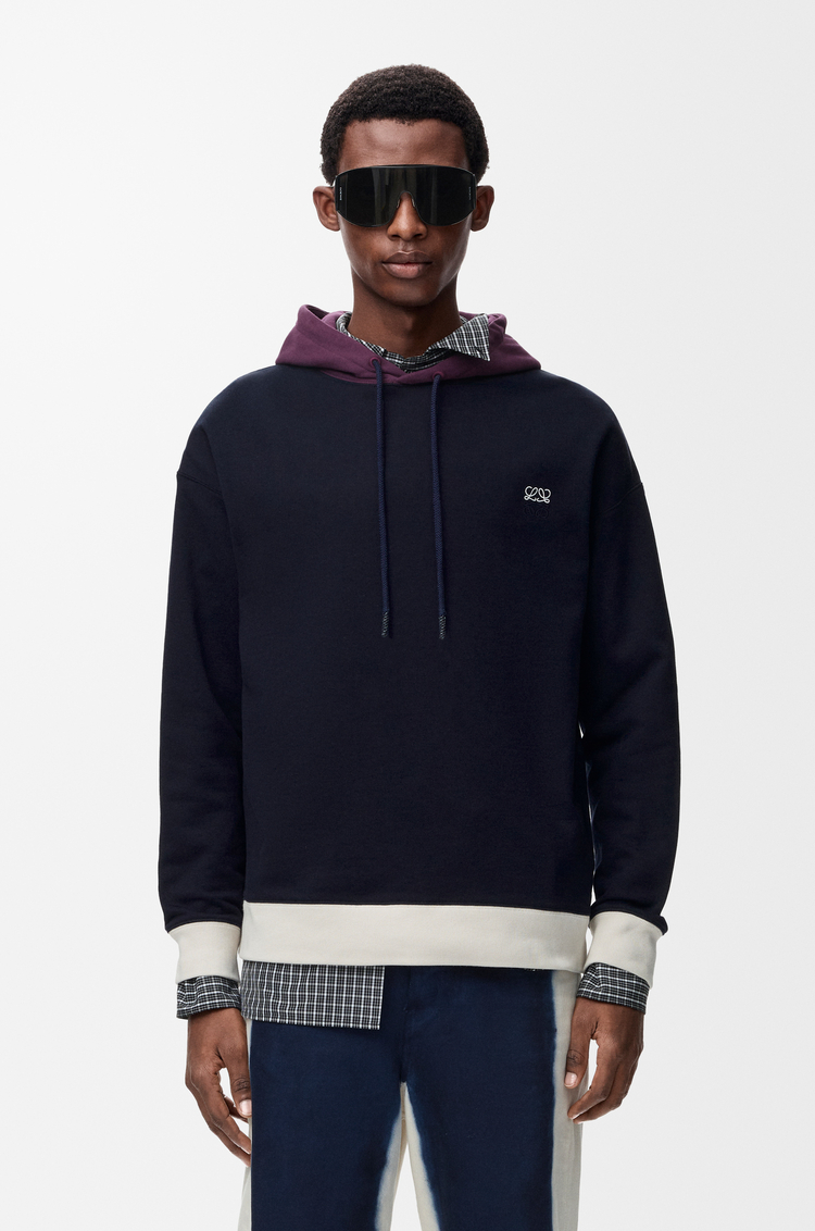 LOEWE Kapuzenpullover aus Baumwolle Dark Blue/White