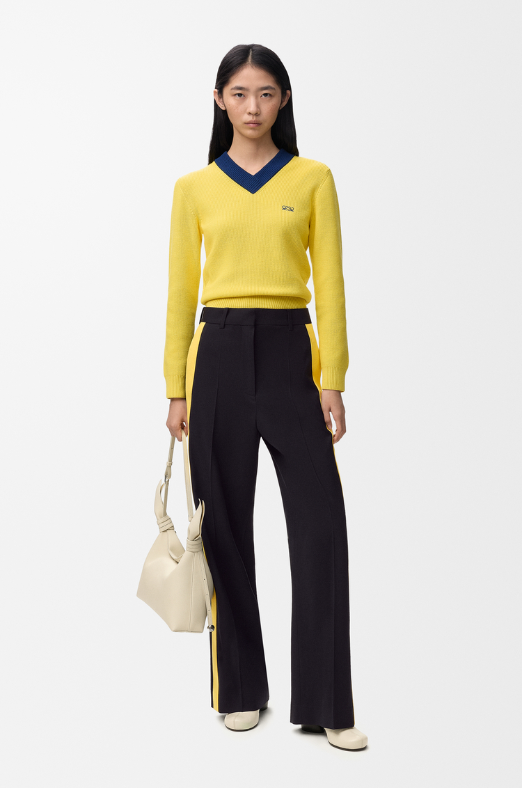 LOEWE Sweater in cotton and wool Yellow/Blue