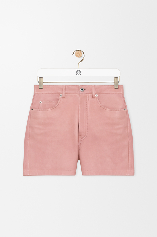 LOEWE Short en cuir d'agneau nappa Rose Clair