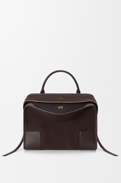 LOEWE Large Amazona 180 bag in suede Dark Chestnut