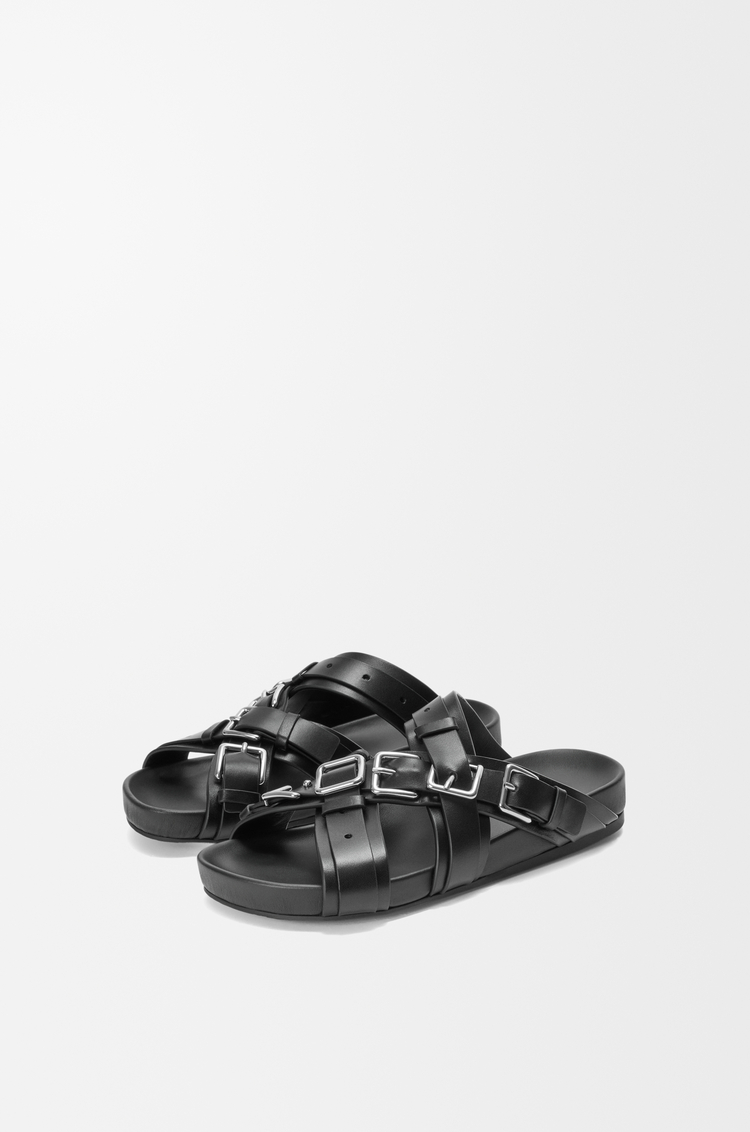 LOEWE Sandali Type con plantare in pelle di vitello conciata al vegetale Nero