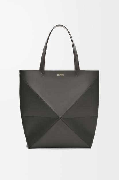 LOEWE XL Puzzle Fold tote in shiny calfskin Dark Grey