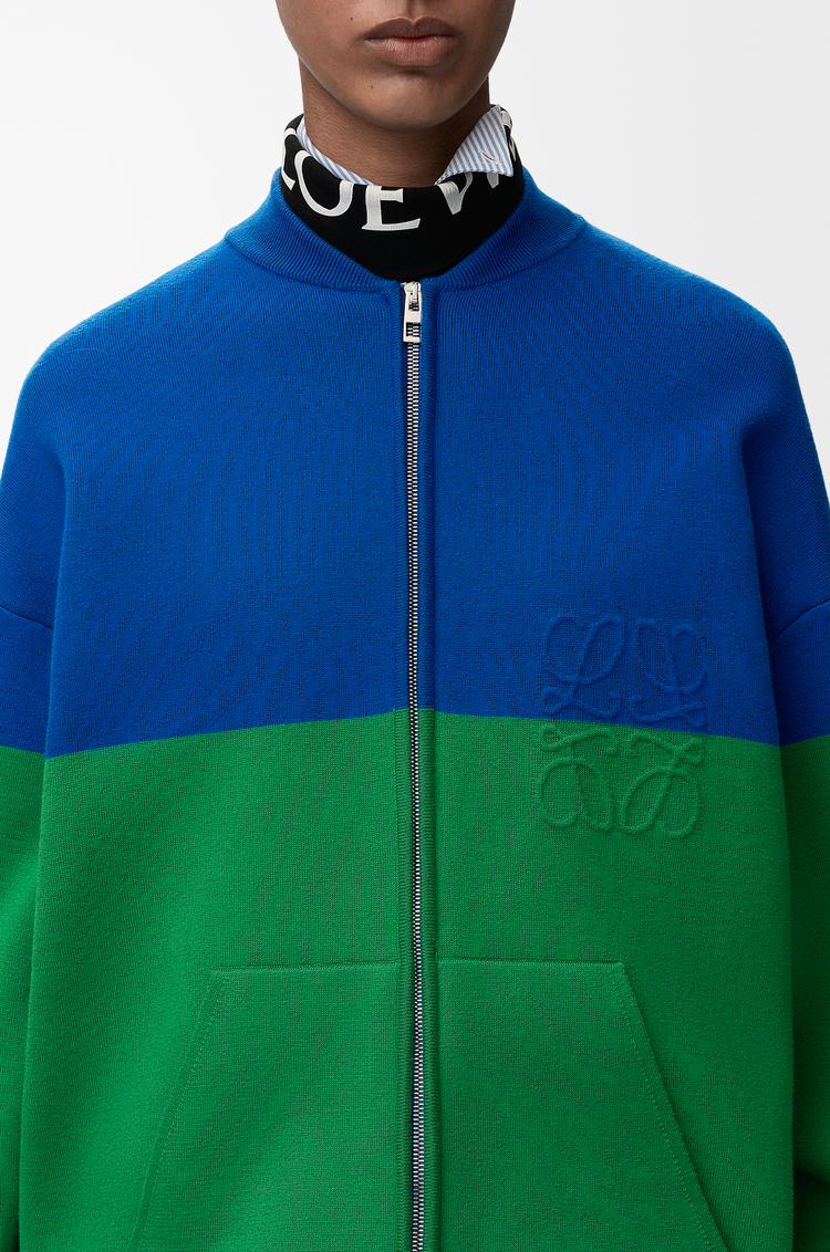 LOEWE Cárdigan con cremallera en algodón Azul/Verde
