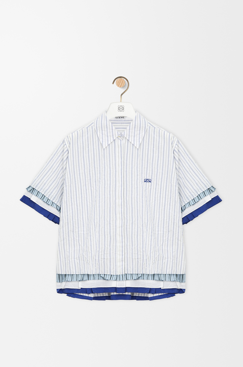 LOEWE Chemise manches courtes en coton technique Blanc/Multicolore