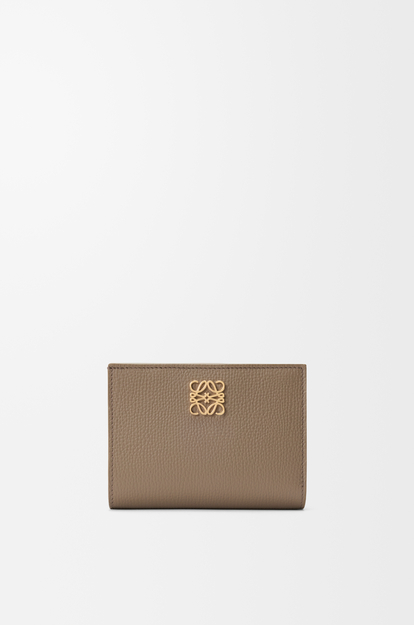 LOEWE Anagram compact wallet in pebble grained calfskin Taupe