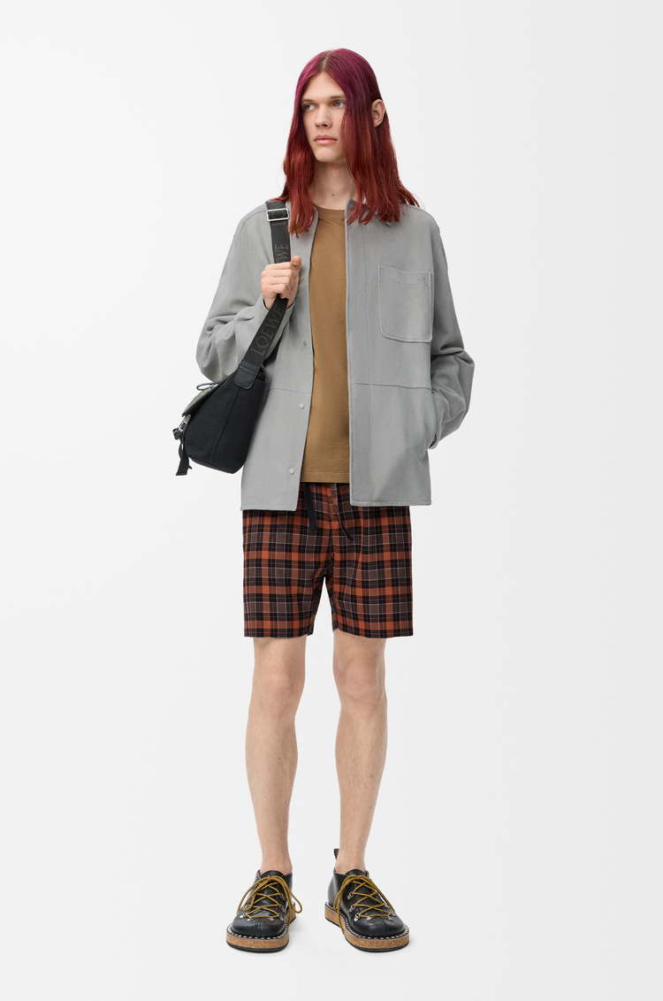 LOEWE Overshirt in suede lambskin Light Grey