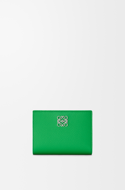 LOEWE Anagram compact wallet in pebble grained calfskin Clover Green