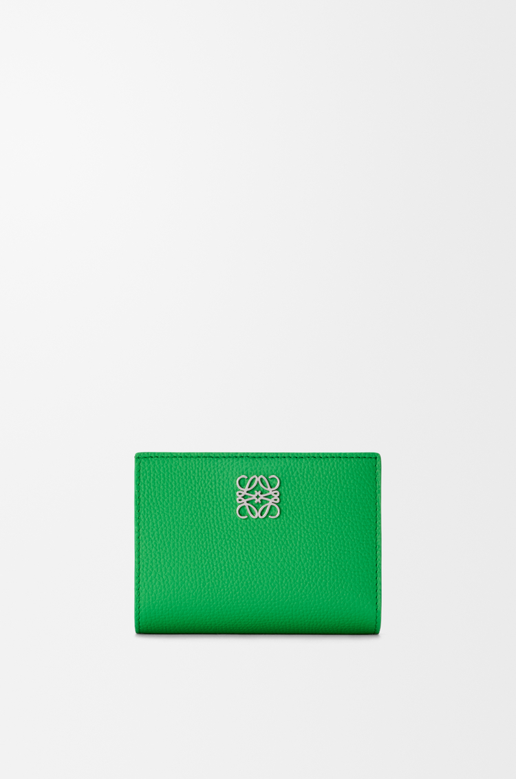 LOEWE Anagram compact wallet in pebble grained calfskin Clover Green