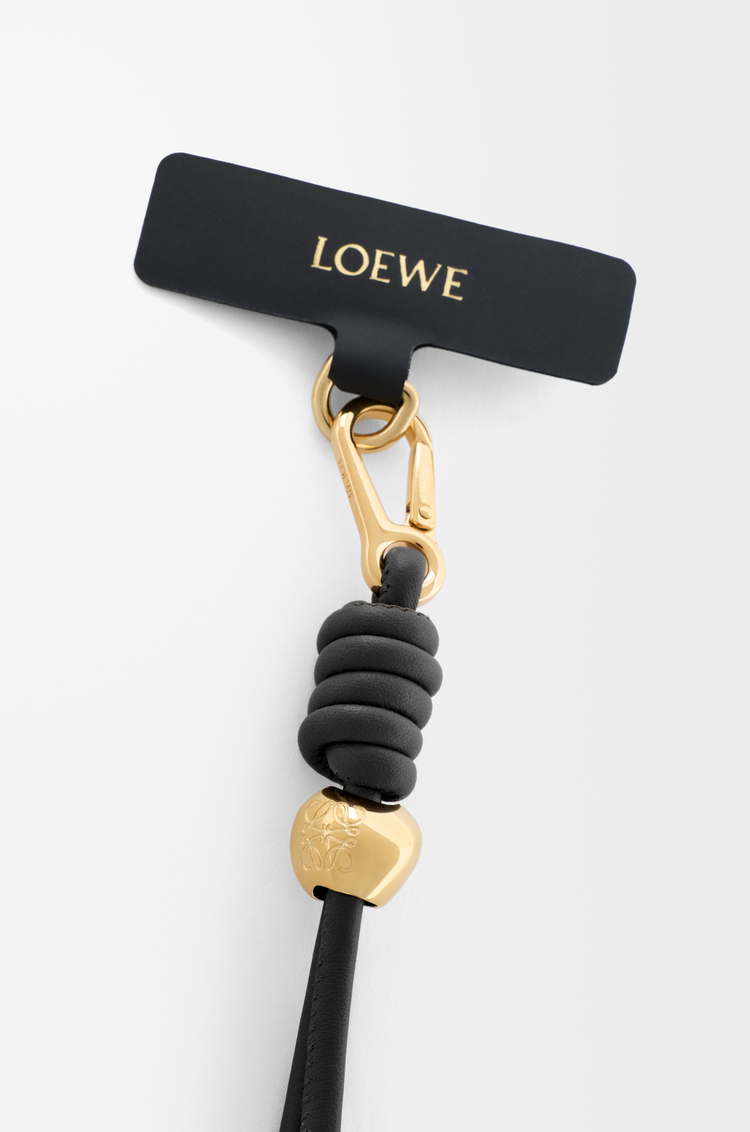 LOEWE Handy-Umhängeband aus Kalbsleder Schwarz