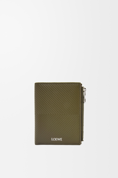 LOEWE Slim compact wallet in textured classic calfskin Dark Khaki
