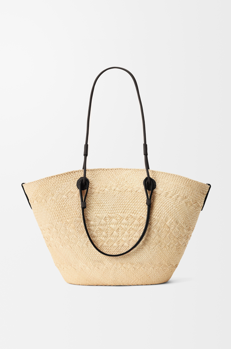 LOEWE Medium Anagram Basket bag in iraca palm and calfskin Natural/Black