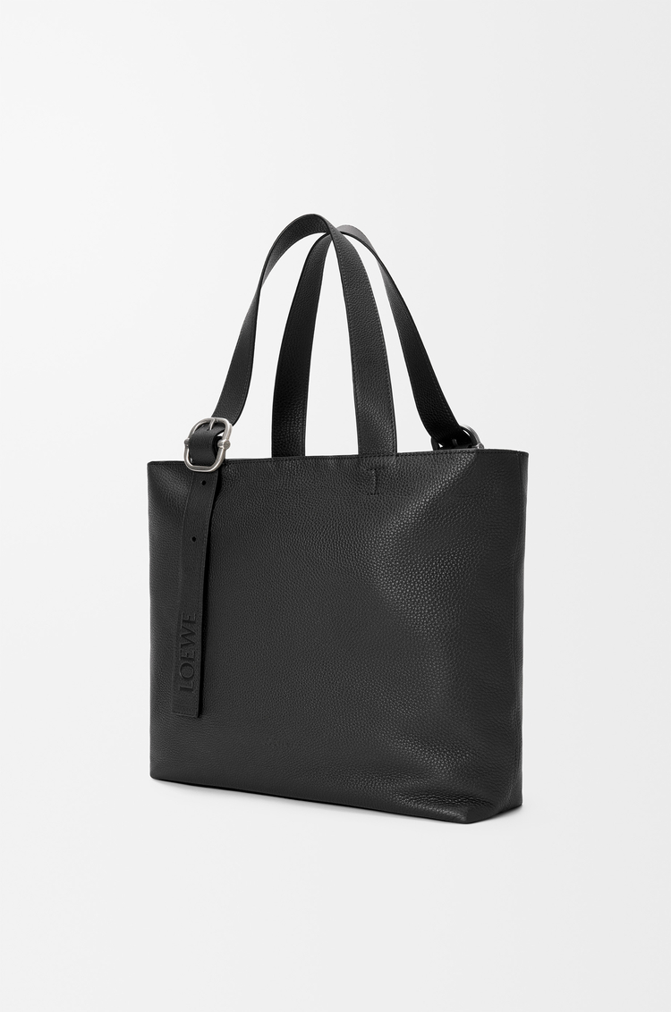 LOEWE Loop zipped tote in supple grained calfskin Black