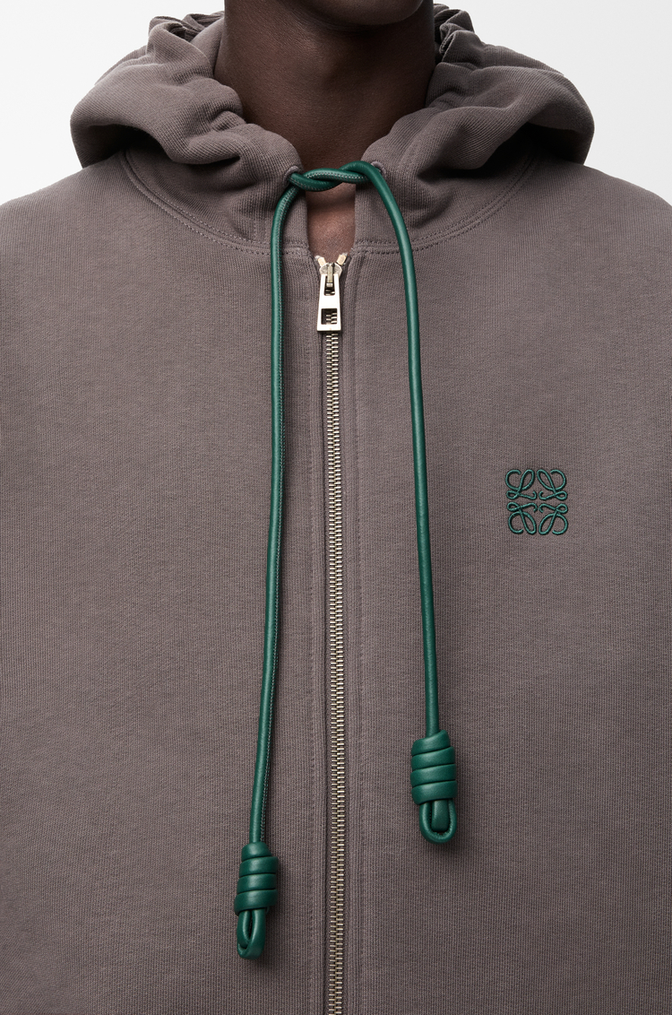 LOEWE Zip-up hoodie in cotton Dark Grey
