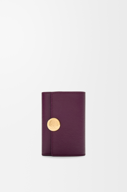 LOEWE Petit portefeuille vertical Pebble en cuir de veau grainé Prune