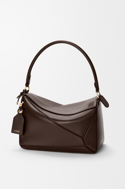 LOEWE Medium Featherlight Puzzle bag in nappa lambskin Dark Chestnut