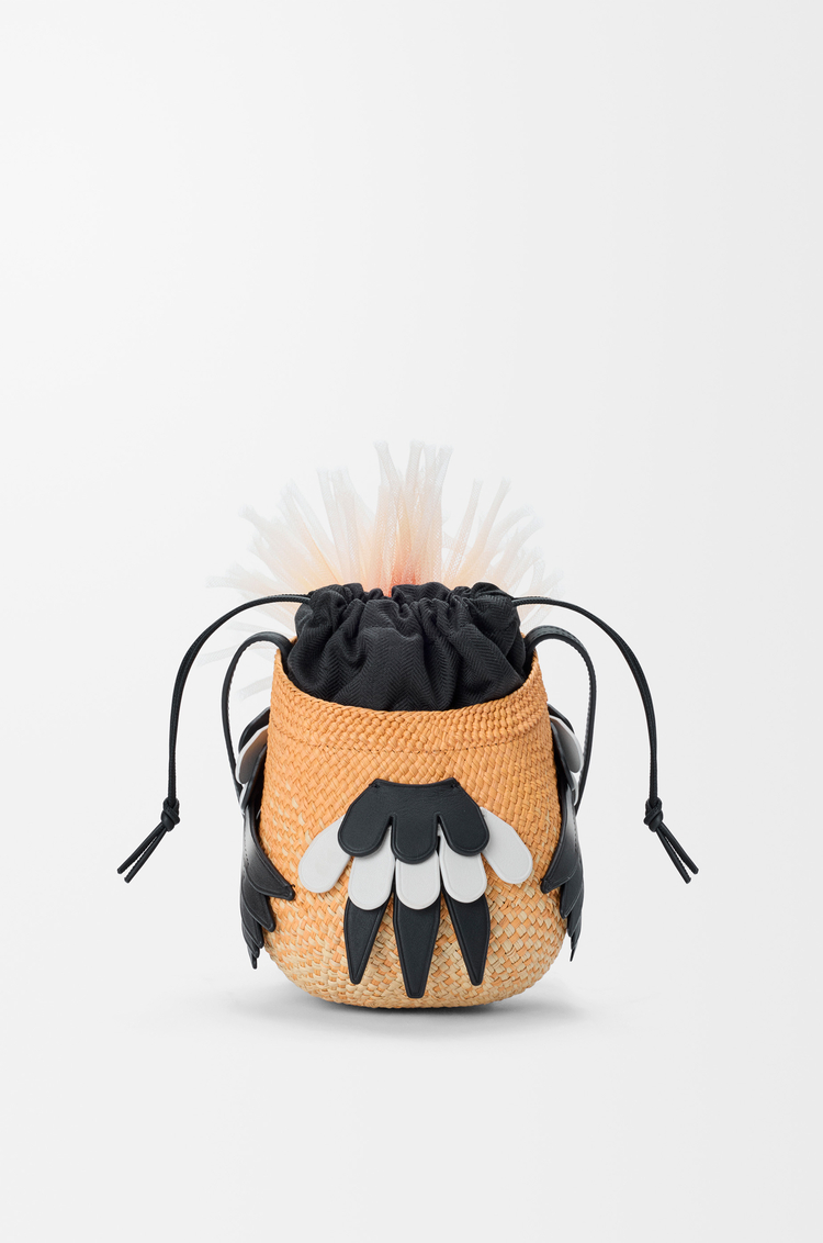 LOEWE Bird bag in iraca palm and calfskin Orange